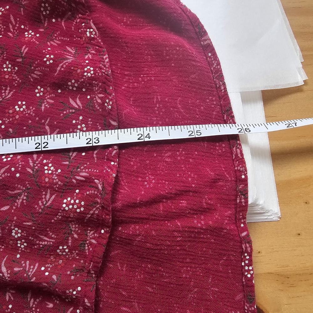 GAP Floral V-Neck Blouse Large Burgundy Boho Peasant Top Cottagecore, feminine - Picture 9 of 9